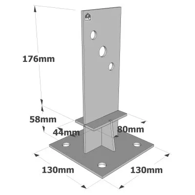 Pied de poteau en âme avec platine - Inox A2 - Réf. PPSDT230IX