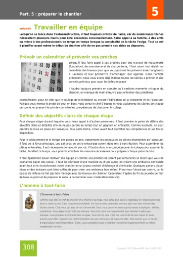 Extrait de la rubrique préparer le chantier