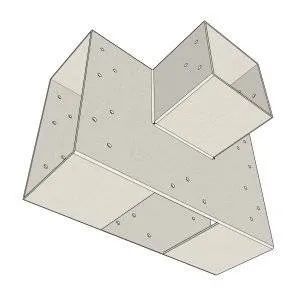 Illustration en perspective du connecteur SUNDIY blanc RAL 9010 - 240mm en T (2) avec 3 directions