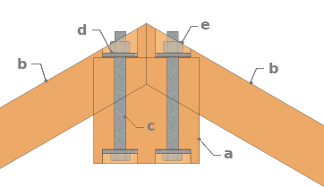 Vue en plan fixation des traverses pour gloriette polygonale