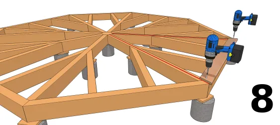 Fixer la première lame de platelage