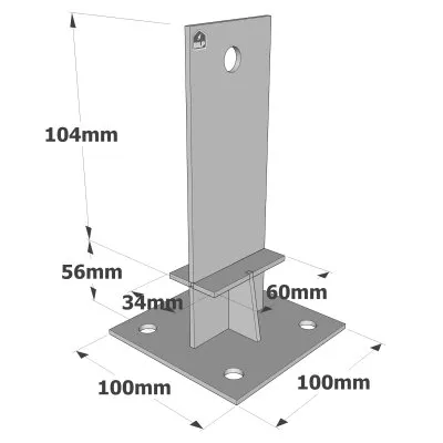 Pieds de poteau en âme avec platine - Réf. PPSDT160