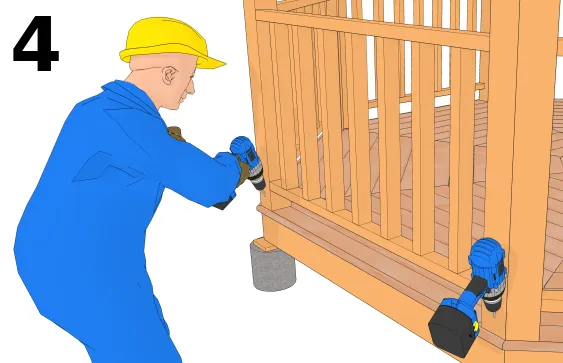 Monter le reste des panneaux toujours en fixant les poteaux entre-eux.