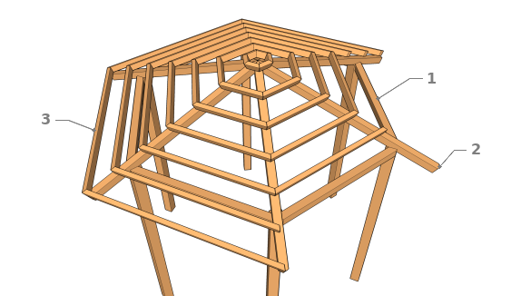 Charpente pour toiture hexagonale