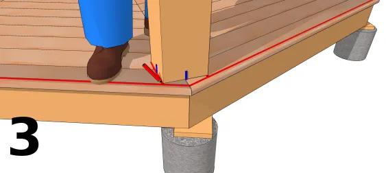 Tracer la position du poteau sur le platelage