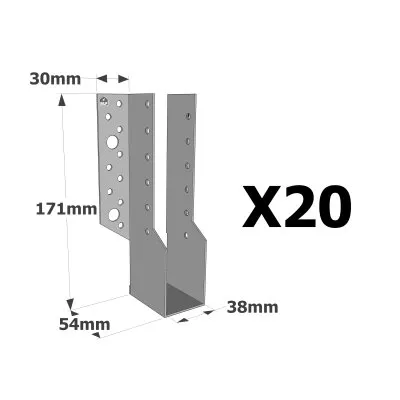 Sabots à ailes extérieures, gamme SBE ECONOMIQUE (épaisseur 1,5mm, profondeur 55mm) - Réf. SBE38/171_20