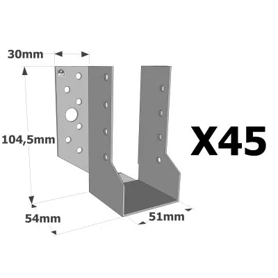 Sabots &#224; ailes ext&#233;rieures, gamme SBE ECONOMIQUE (&#233;paisseur 1,5mm, profondeur 55mm) - R&#233;f. SBE51/105_45