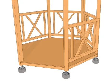 Type 3. Plateforme en bois sur plots ancrés en béton