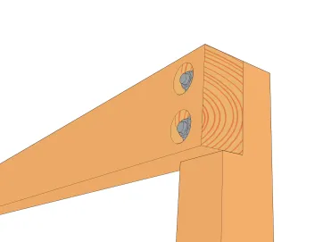 Encoche sur poteau et fixation par boulon
