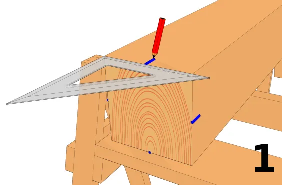 Repérer les milieux de la base du poteau