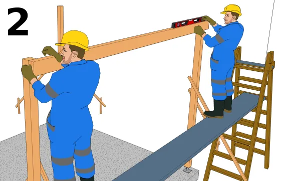 Repérer la position de la traverse sur l’autre poteau