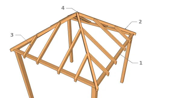 Charpente pour toiture en pavillon
