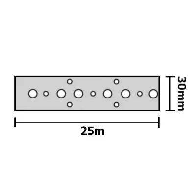 Feuillard perforé - Inox A2 - Largeur : 30mm, épaisseur : 1.5mm, Longueur : 25m - Réf. FPIX30/1.5/25