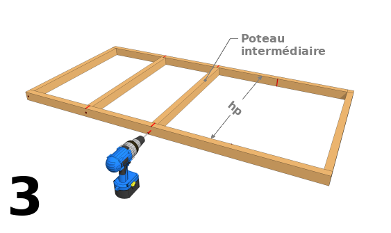 Découper et fixer les poteaux intermédiaires