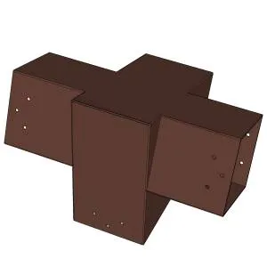 Connecteur SUNDIY pente 20° Corten RAL 8011 - 120mm à 4 directions - Forme T3