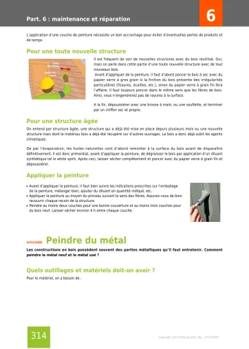 Extrait de la rubrique maintenance et entretien des bois