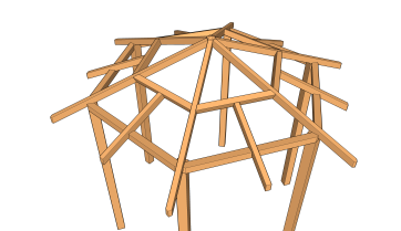 Charpente pour toiture hexagonale avec clé de charpente